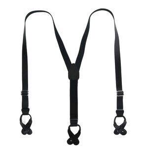 CTM Men's Coated Leather Button-End 1 Inch Suspenders